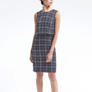 Banana Republic Blue Plaid Tiered Dress